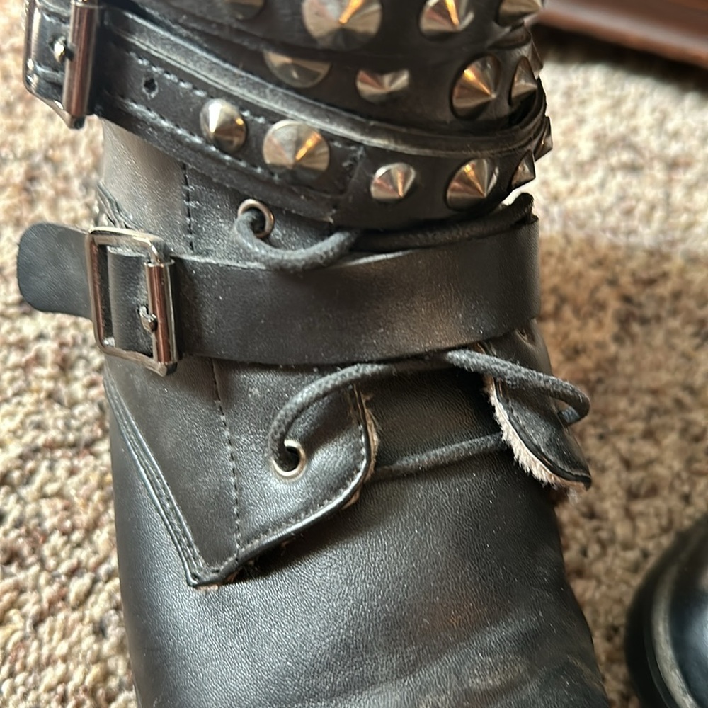 Studded Leather Moto Boots - Picture 9 of 10